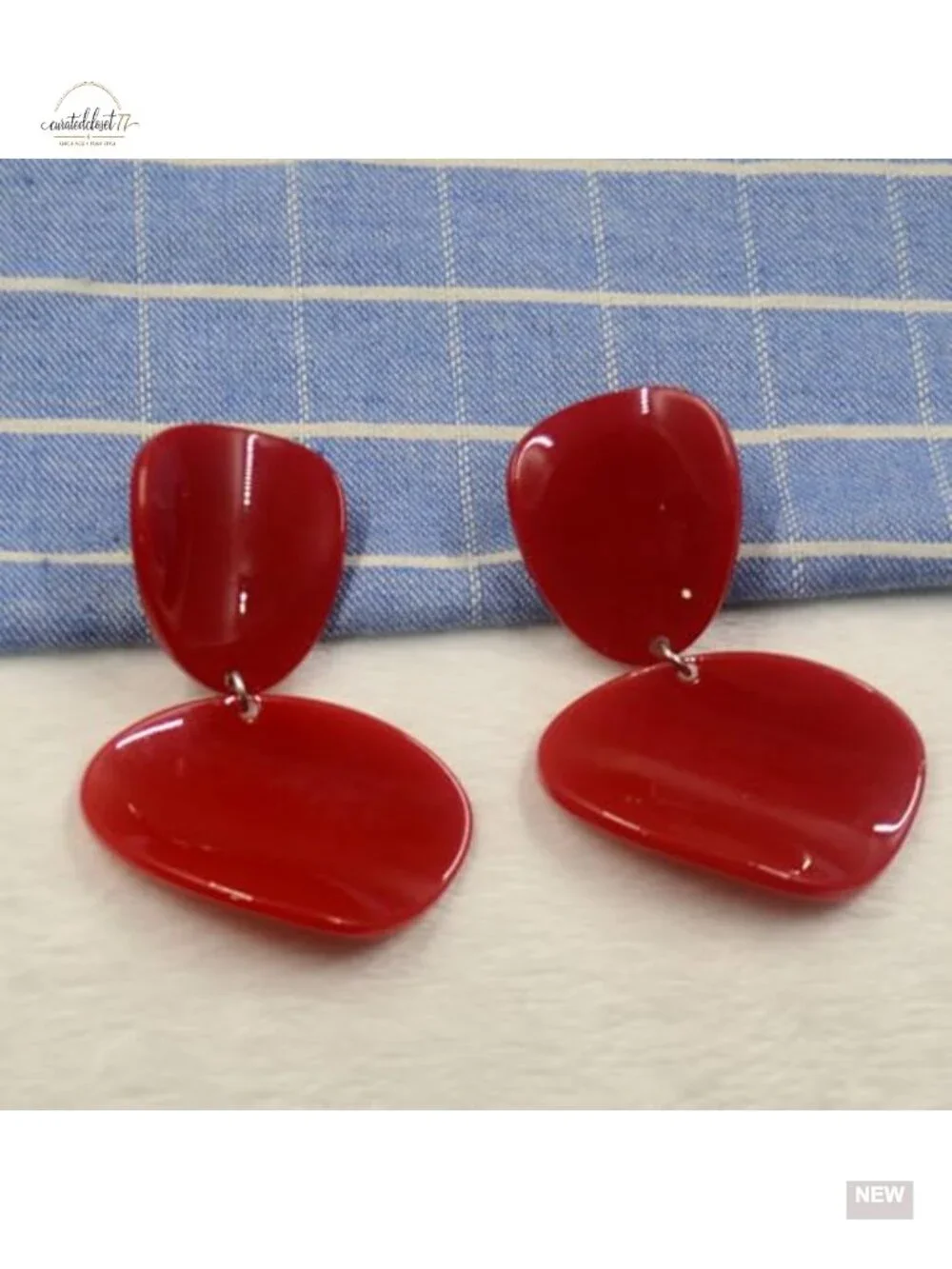 Glossy Acrylic Geometric Drop Earrings Double Layer Statement Dangle